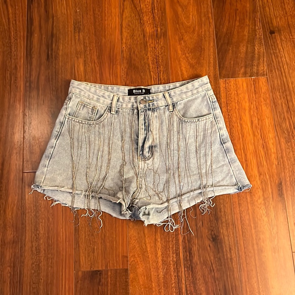 Blue B Collection Rhinestone Denim Shorts